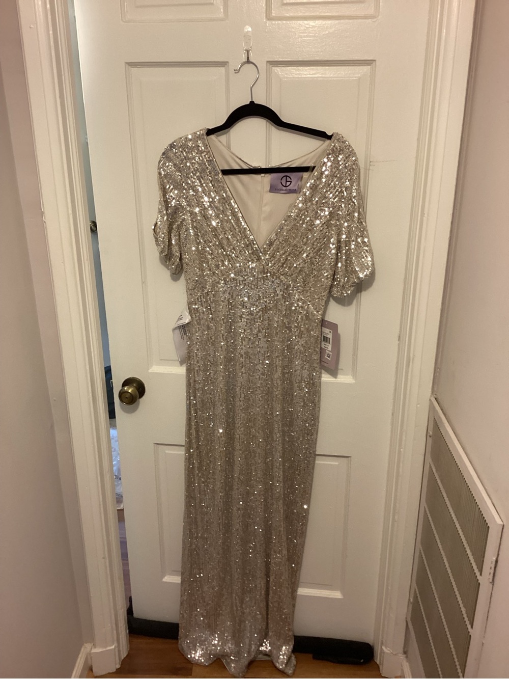 NOT A DUPLICATE OR ERROR. Sequin V-Neck Evening Gown